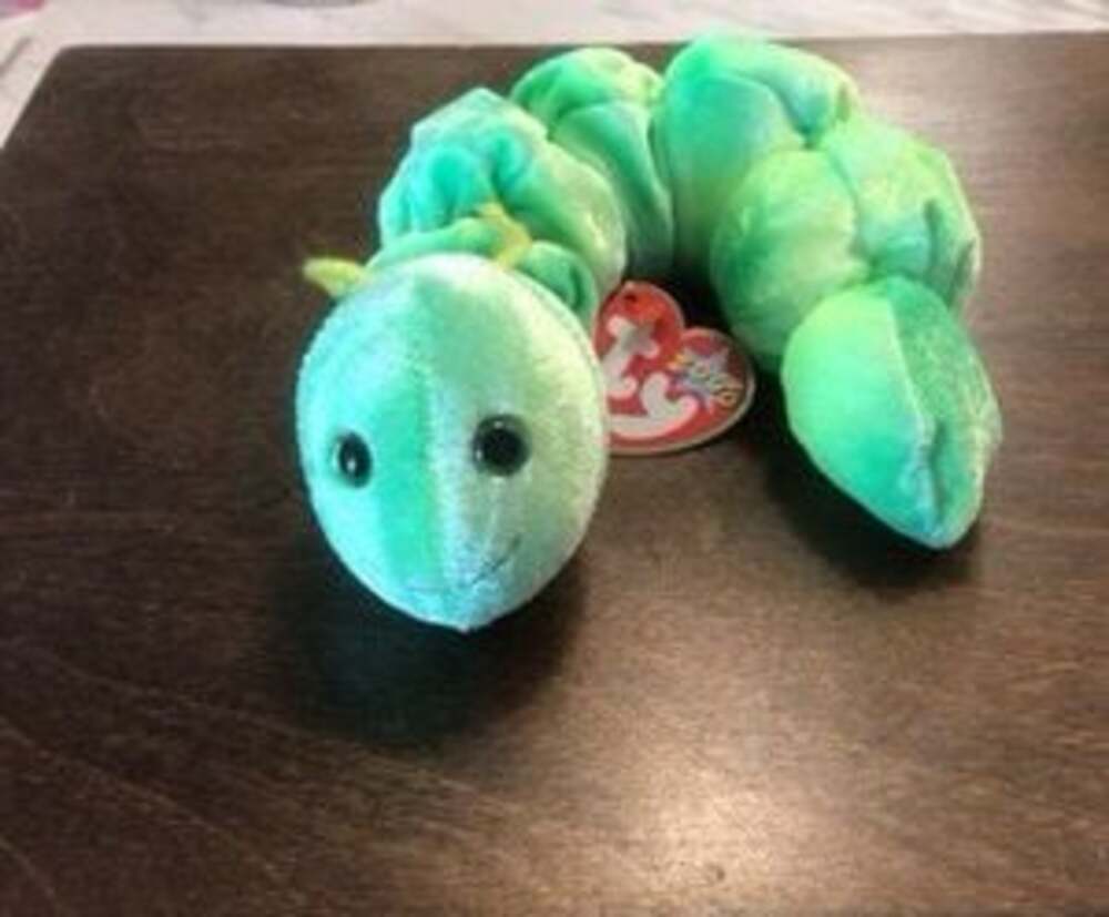 Vintage Mint Condition  Ty Beanie Baby Squirmy 2000 Green Caterpillar Plush